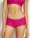Soma Women's  Boyshort Panty With Stretch Lace In Pink Size Medium In Pink Cosmo