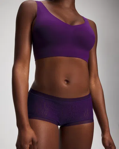 Soma Women's  Boyshort Panty With Stretch Lace In Purple Size Xs In Majestic Purple