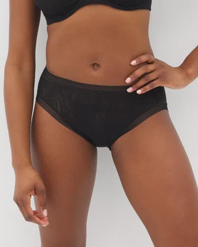 Soma Women's  High-leg Panty With Stretch Lace In Black Size Large