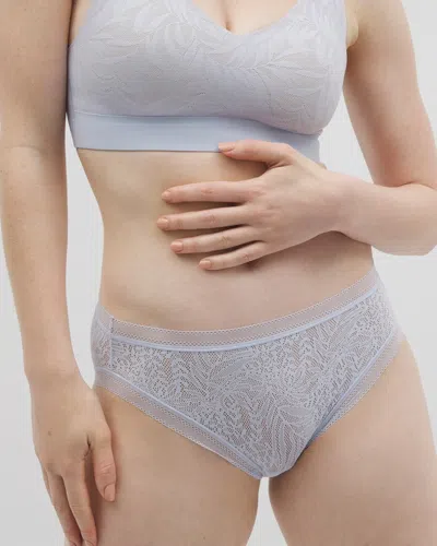 Soma Women's  High-leg Panty With Stretch Lace In Blue Size Small In Ocean Air