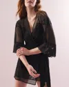 Soma Women's Robe With Mesh And Lace In Black Size Large | 's Sexiest Lingerie In Black
