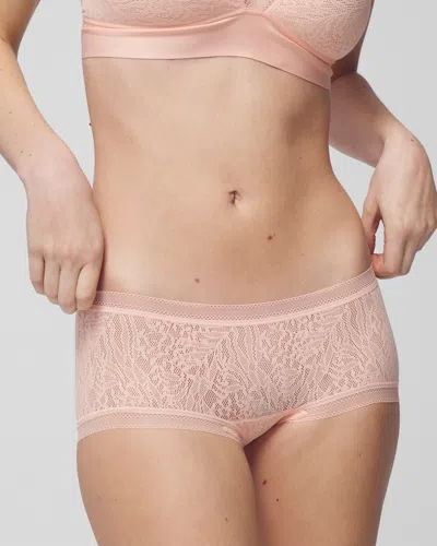 Soma Women's  Stretch Lace Boyshort Underwear In Apricotta Size Medium