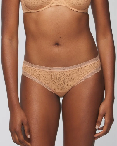 Soma Women's  Stretch Lace Hipster Underwear In Nude Size Xs In Creme Brulee