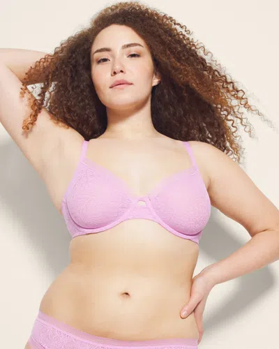 Soma Stretch Lace Unlined Perfect Coverage T-shirt Bra In Pink Size 38dd