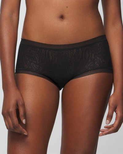 Soma Women's  Stretch Lace Boyshort Underwear In Black Size Xl