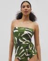Soma Women's  Swim Bandeau Tankini Top In Green Size Medium In Tropical Breeze Mid Palm
