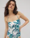 Soma Women's  Swim Bandeau Tankini Top In Ivory Size 2xl In Palm Perfect Coconut