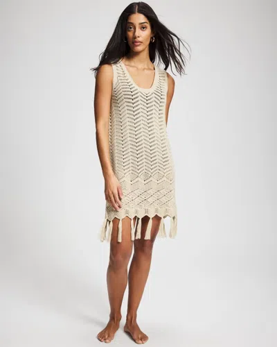 Soma Women's  Swim Crochet Cover Up In Ivory Size Xs In Oat Milk