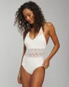 Soma Women's  Swim Crochet One-piece Suit In Ivory Size 16 In Coconut
