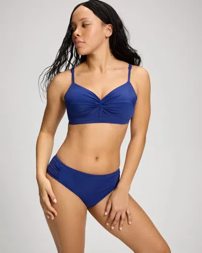 Soma Women's  Swim Enbliss Ruched Side Bikini Bottom In Blue Size Small In Bellwether Blue