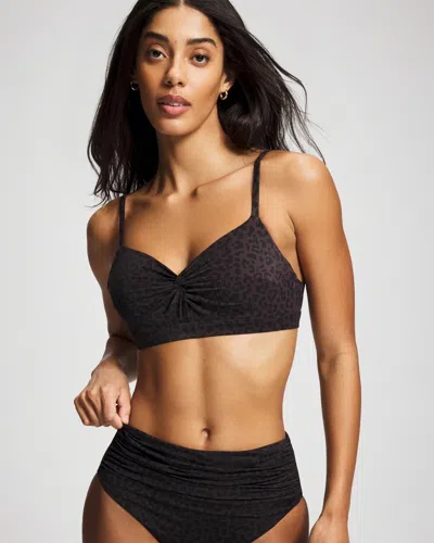 Soma Women's  Swim Enbliss Wireless Bikini Swim Top In Leopard Print Size Xs In Lively Leopard Mini Black