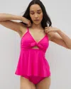Soma Women's  Swim Flyaway Tankini Top In Pink Size Medium In Camellia Rose