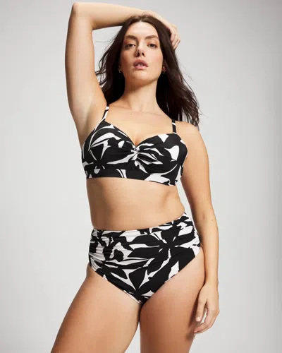 Soma Women's  Swim High-waist Enbliss Swimsuit Bottom In Black Size Small In Meandering Leaf Black