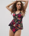 Soma Women's  Swim Rouched Bikini Bottoms In Navy Blue Size Medium In Le Tigre Tropical Navy