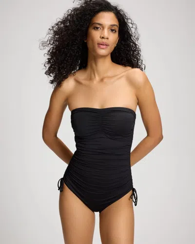 Soma Women's  Swim Ruched Bandeau One-piece Swimsuit In Black Size 10
