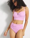 Soma Women's  Swim Ruched High-waist Bikini Bottom In Purple Size 2xl In Meta Mauve