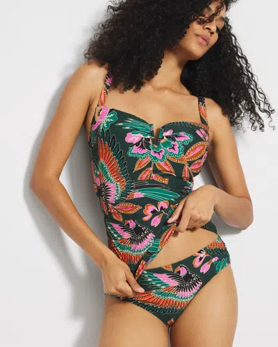 Soma Women's  Swim Ruched Side Bikini Bottom In Green Size Small In Parrot-ise Lush Emerald
