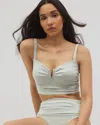 Soma Women's  Swim Seersucker V-wire Cropped Bikini In Green Size 2xl In Green Seersucker