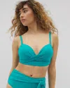 Soma Women's  Swim Twist Bikini Top In Blue Size Medium In Surfside Teal