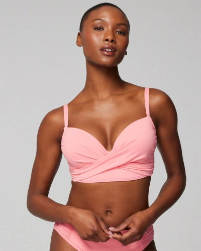 Soma Women's  Swim Twist Bikini Top In Bright Pink Size Medium In Shell Pink