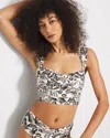 Soma Women's  Swim Twist Cropped Bikini Top In Ivory Size 2xl In Fly By Night Mini Coconut
