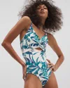Soma Women's  Swim Twist-front Key Hole One-piece Suit In Ivory Size 8 In Palm Perfect Coconut