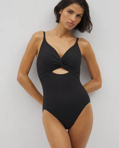 Soma Women's  Swim Twist-front Keyhole One-piece In Black Size 4