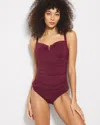 Soma Women's  Swim V-wire Tankini Top In Red Size Medium In Velvet Plum