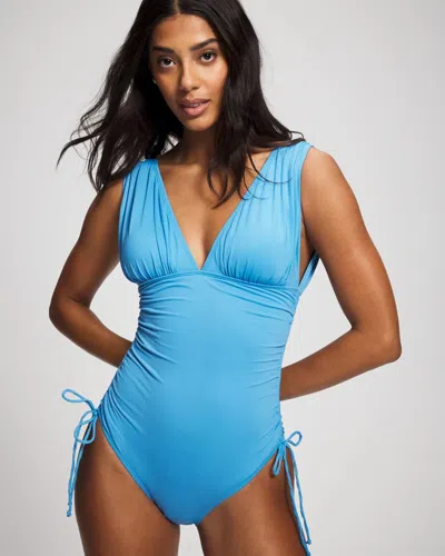 Soma Women's  Swim V-neck One-piece In Blue Size 6 In Azure Blue