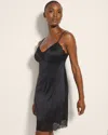 Soma Women's Stretch Luster Knit Chemise In Black Size Xs |  In Black