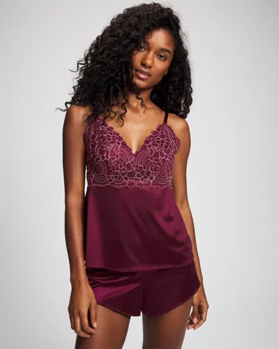 Soma Women's Stretch Luster Knit Lace Pajama Cami In Velvet Plum Size Xs |  Pajama Sets