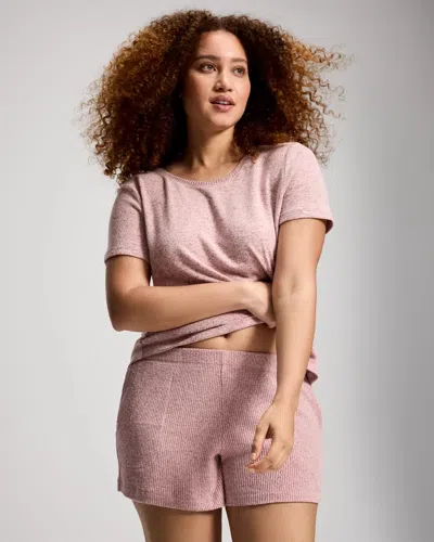Soma Women's Sweater Knit Relaxed Pajama Shorts In Pink Size Small |  Pajama Sets