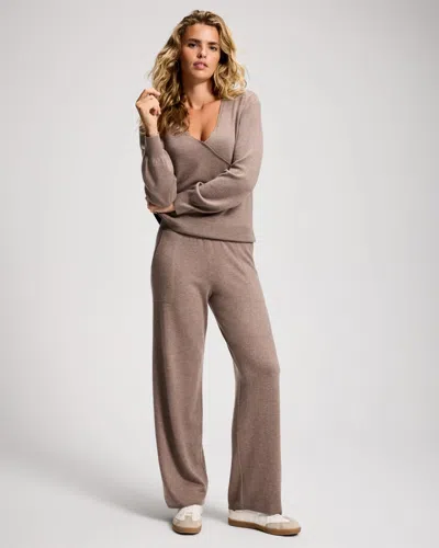Soma Women's Sweater Knit Straight Leg Pants In Brown Size Medium |  In Heather Fawn
