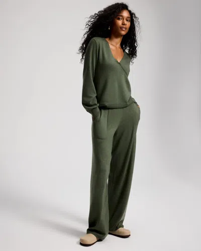 Soma Women's Sweater Knit Straight Leg Pants In Green Size Small |  In Heather Thyme