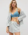 Soma Women's Textured Cotton Printed Pajama Short In Blue Size Medium |  Mother's Day Pajamas