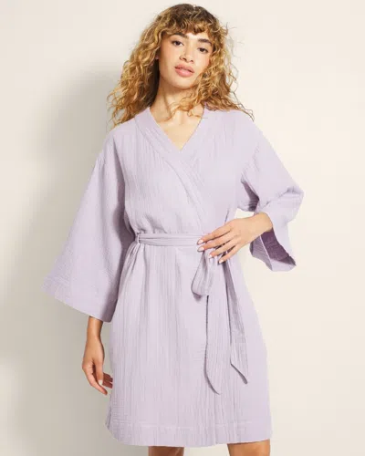 Soma Women's Textured Cotton Robe In Purple Size Small/medium |  In Lavender Smoke