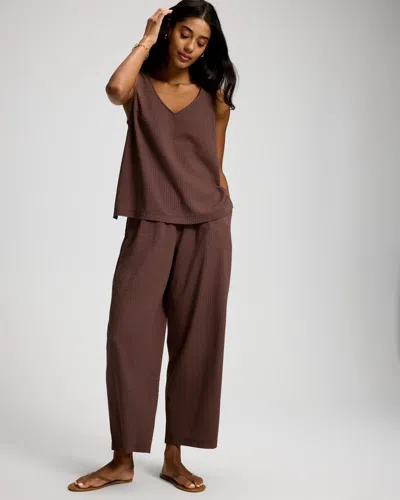 Soma Women's Textured Stripe Relaxed Barrel Pants In Neutral Size Xs |  In Plum Truffle