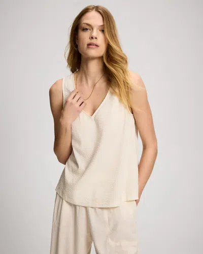 Soma Women's Textured Stripe Relaxed Tank Top In Ivory Size Xs |  In Shea