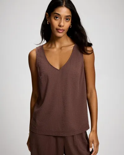 Soma Women's Textured Stripe Relaxed Tank Top In Neutral Size Xs |  In Plum Truffle