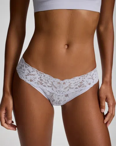 Soma Women's Thong Panty With Signature Lace In Blue Size Xs |  In Morning Light