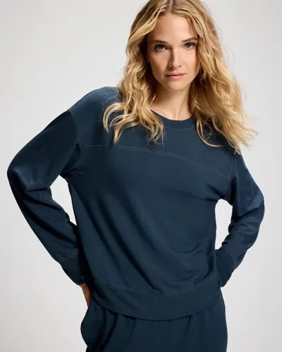 Soma Women's Ultra Soft Crewneck Sweatshirt In Blue Size Xs |  In Oceanic Blue