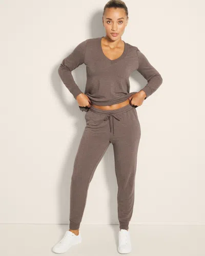 Soma Women's Ultra Soft Fleece Joggers In Brown Size Xl |  In Heather Cocoa