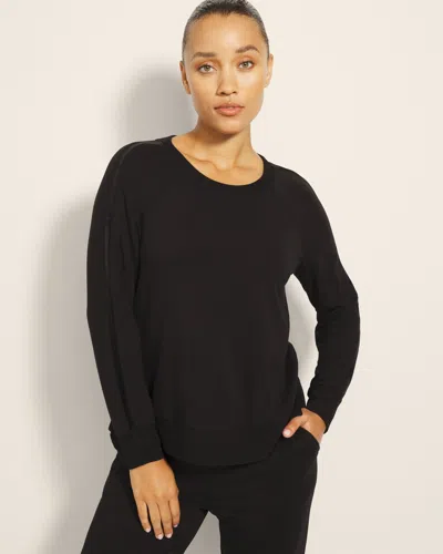 Soma Women's Ultra Soft Fleece Velour Trim Crewneck In Black Size Xs |