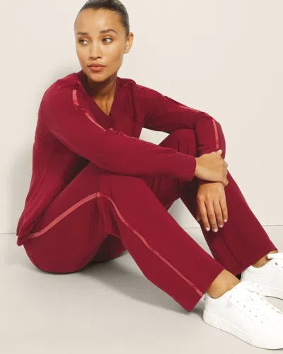 Soma Women's Ultra Soft Fleece Velour Trim Pants In Red Size Xs |  In Red Flirt