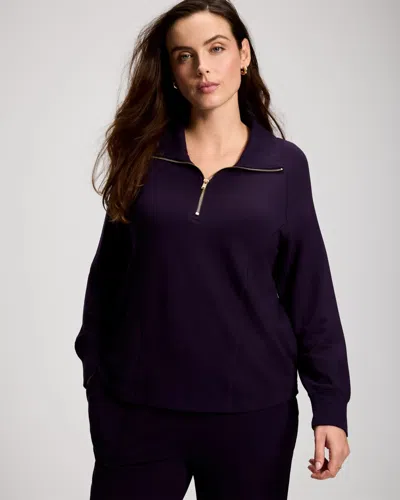 Soma Women's Ultra Soft Funnel Neck Quarter-zip Top In Purple Size Xs |  In Phantom Plum