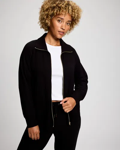 Soma Women's Ultra Soft Jersey Funnel Neck Zip Jacket In Black Size Xs |