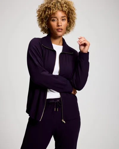 Soma Women's Ultra Soft Jersey Funnel Neck Zip Jacket In Purple Size Xs |  In Phantom Plum