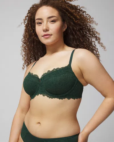 Soma Women's Unlined Lace Balconette Bra In Lush Emerald Size 40dd |  In Green