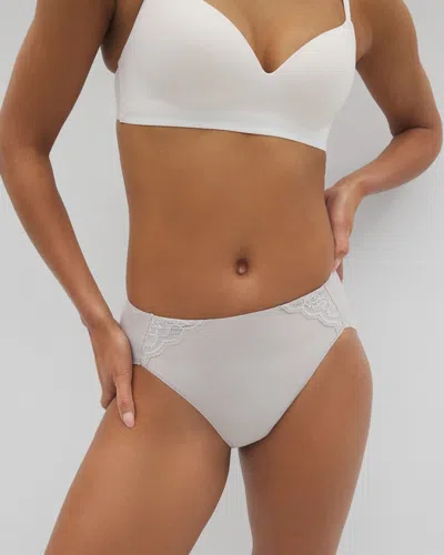 Soma Women's Vanishing Tummy High-leg Brief Panty With Lace In Gray Size Medium |