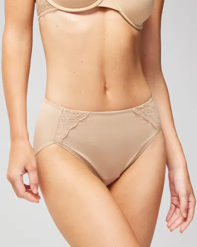 Soma Vanishing Tummy High-leg Shaping Brief With Lace In Nude